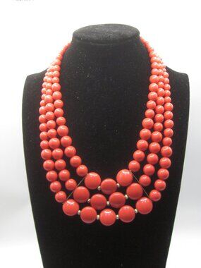 Charming Charlie Deep Salmon Beaded Necklace